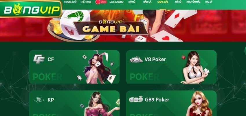 Bongvip Club sở hữu sảnh game bài đặc sắc với hàng loạt trò chơi kinh điển