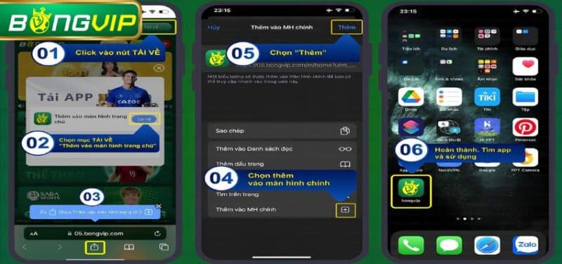 Chỉ với vài thao tác là có thể tải app Bongvip trên iOS thành công