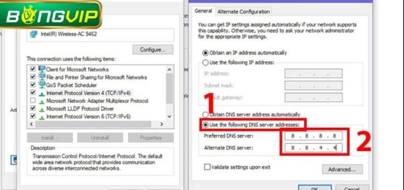 Cải thiện khả năng truy cập vào Bongvip bằng cách thay đổi DNS