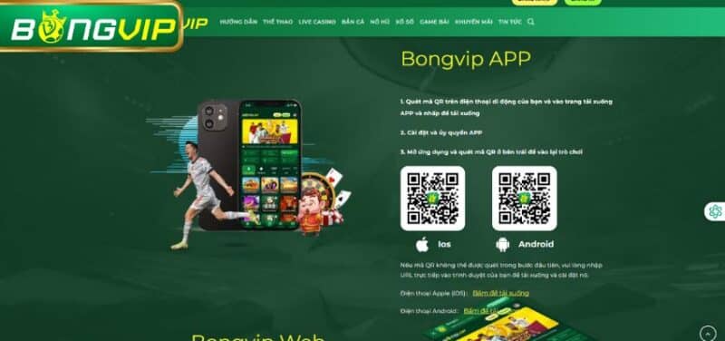 Tải app Bongvip để có một trải nghiệm cá cược nhanh chóng